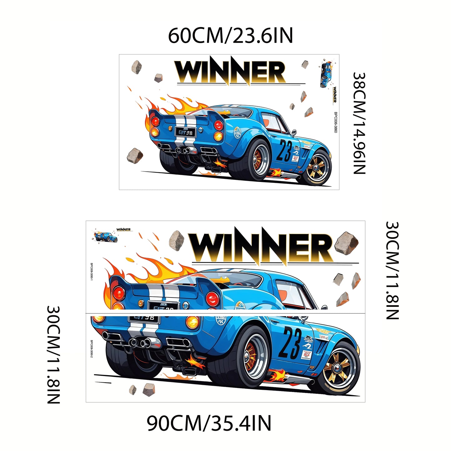 Children's Room Wall Decor Racing Stickers PVC Self-Adhesive Car Decals for Bedroom Closet Door Beautification
