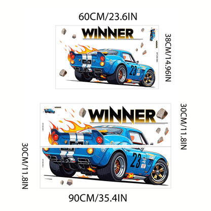 Children's Room Wall Decor Racing Stickers PVC Self-Adhesive Car Decals for Bedroom Closet Door Beautification