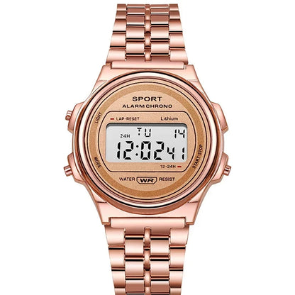 YIKAZE Steel Men's Watch Classic Business Men Digital Watches Alarm Chrono Electronic Wristwatch Sports Clock for Man Women