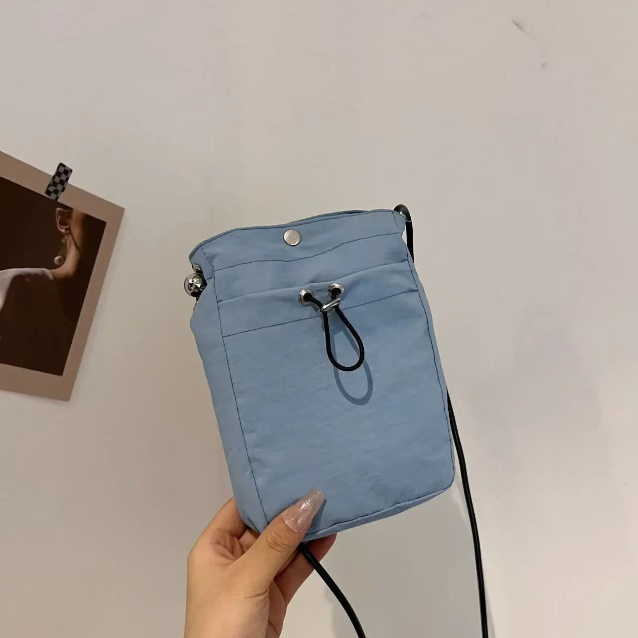 1× Nylon Crossbody Bag Soft Mini Phone Wallet Multifunctional Canvas Square Shoulder Bag Messenger Bag for Outdoor Hiking Travel