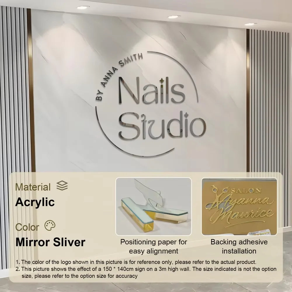 Customized 3D Business Logo Sign Laser Cut Acrylic Logo Wall Mounted Name Sign Beauty Salon/Office/Shop/Home/Dental/SPA Decor