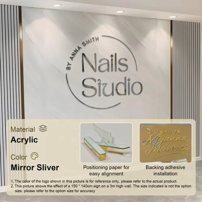 Customized 3D Business Logo Sign Laser Cut Acrylic Logo Wall Mounted Name Sign Beauty Salon/Office/Shop/Home/Dental/SPA Decor