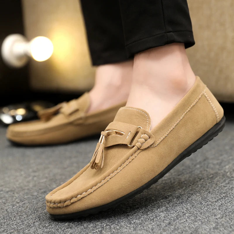 Summer Men's Casual Shoes For Men Faux Suede Leather Loafers Man Moccasins Comfy Breathable Slip-on Flat Shoes Man Driving Shoes