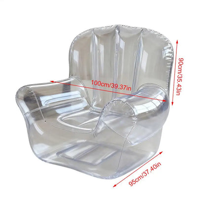 Thickened Transparent Sofa PVC Inflatable Sofa Camping Outdoor Inflatable Lazy Recliner Single Person Seat for Pool Side Bedroom
