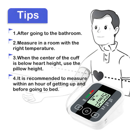 Digital Upper Arm Blood Pressure Monitor - Automatic BP Tonometer with Pulse Measurement,Sphygmomanometer Health Monitoring