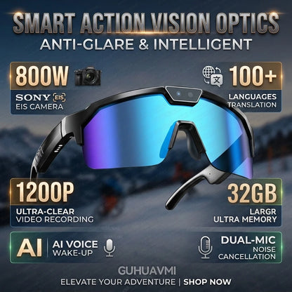 2026New AI Smart Glasses ChatGPT 1200P Camera 30MP Anti-shake Cycling Video&Photo Sport Sunglasses DualMic 4GB Windproof Goggles