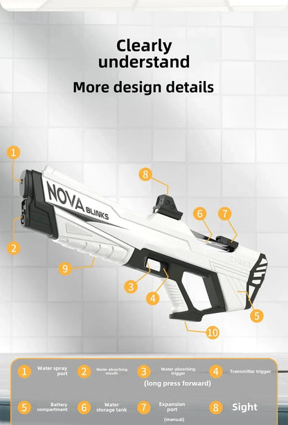 Electric continuous water gun fully automatic water absorption large capacity outdoor battles  summer water fights children toys