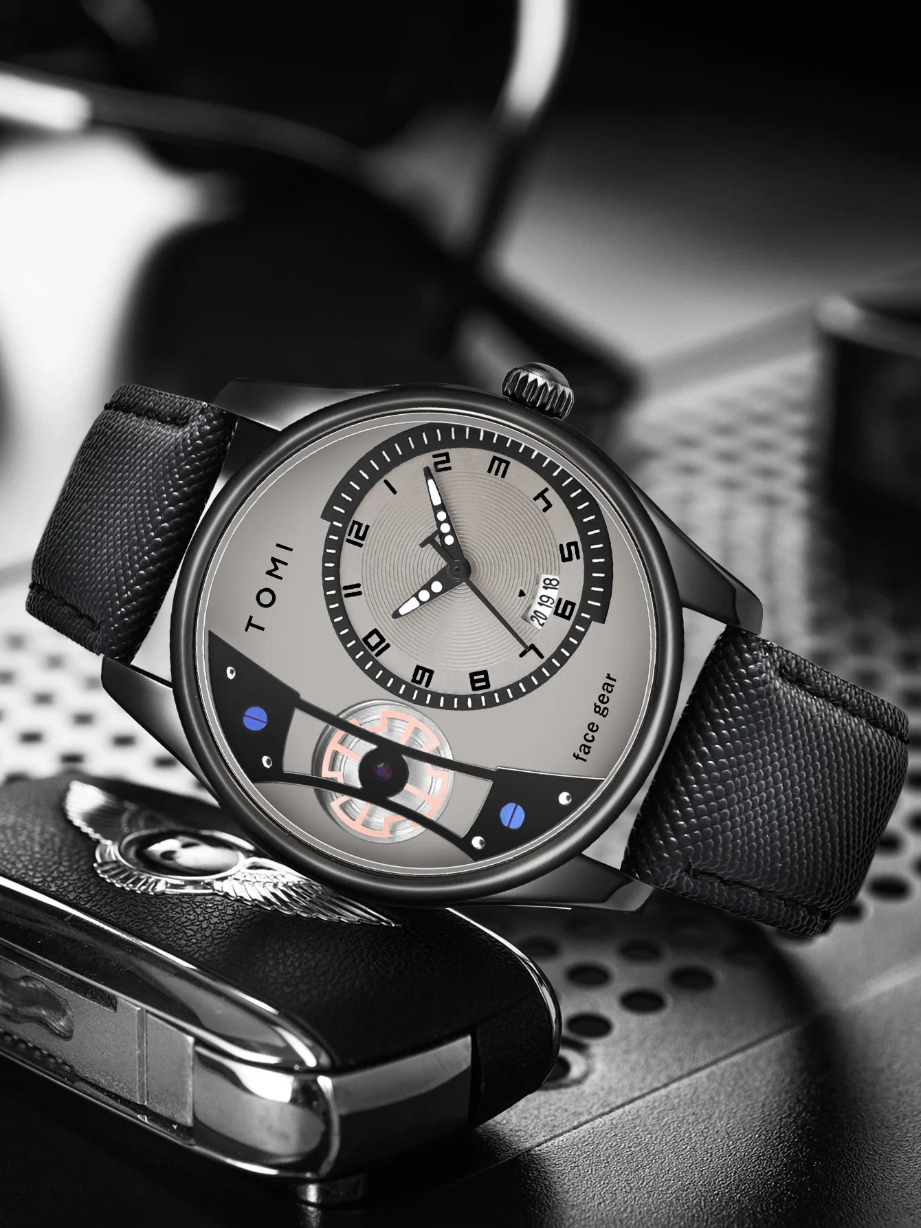 TOMI Set Gift Box for Men's Minimalist Business Quartz Watch Luxury Versatile Double Strap Detachable Watch Festival Gift