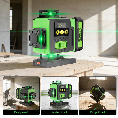 HGLINE 16 Lines Laser Level APP Remote Control Horizontal Vertical Levels Machine Power Display Laser Leveling With 100cm Tripod