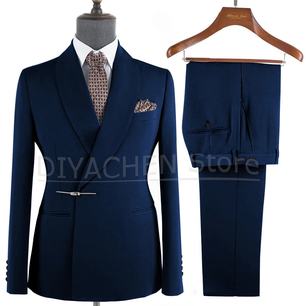 Elegant 2-Piece Men's Suit Slim Fit  Blazer And Pants Set for Wedding Groom Tuxedo Business Party