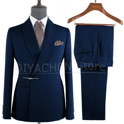 Elegant 2-Piece Men's Suit Slim Fit  Blazer And Pants Set for Wedding Groom Tuxedo Business Party