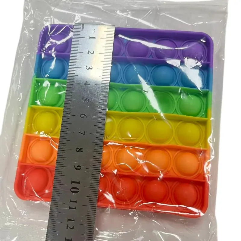 Silicone Rainbow Push Pop Toy, Round Sensory Fidget Bubble Toy, Anxiety Relief Desktop Game for Children