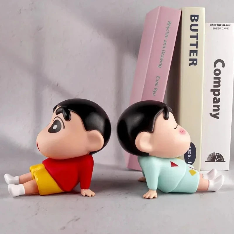 Crayon Shin-Chan Anime Figure Phone Holder Kawaii Desktop Ornaments Phone Support Mini GK Collection Decoration Toys Girls Gifts