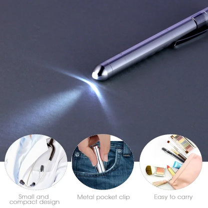 2Pcs Portable Led Flashlight Work Light Medical First Aid Pen Light Torch Lamp with Pupil Gauge Measurements Doctor Diagnosis