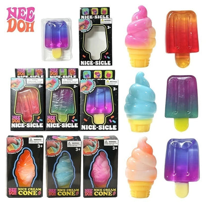 Needoh Nice Cream Cone Nice-Sicle Squishy Squeeze Toy Gradient Non-toxic for ADHD Stress Anxiety Relieve Fidget Sensory Desk Toy