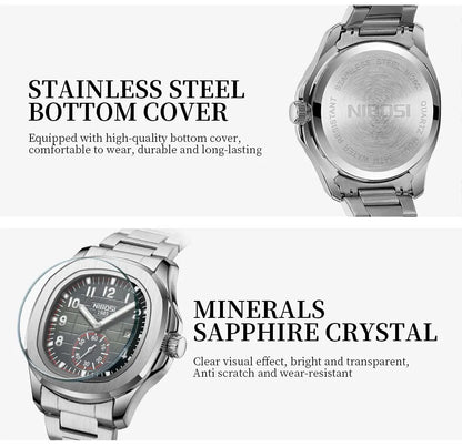 NIBOSI Sport Mens Watches Top Brand Luxury Auto Date Watch Men Waterproof Luminous AQUANAUT Quartz Watches for Men Reloj Hombre