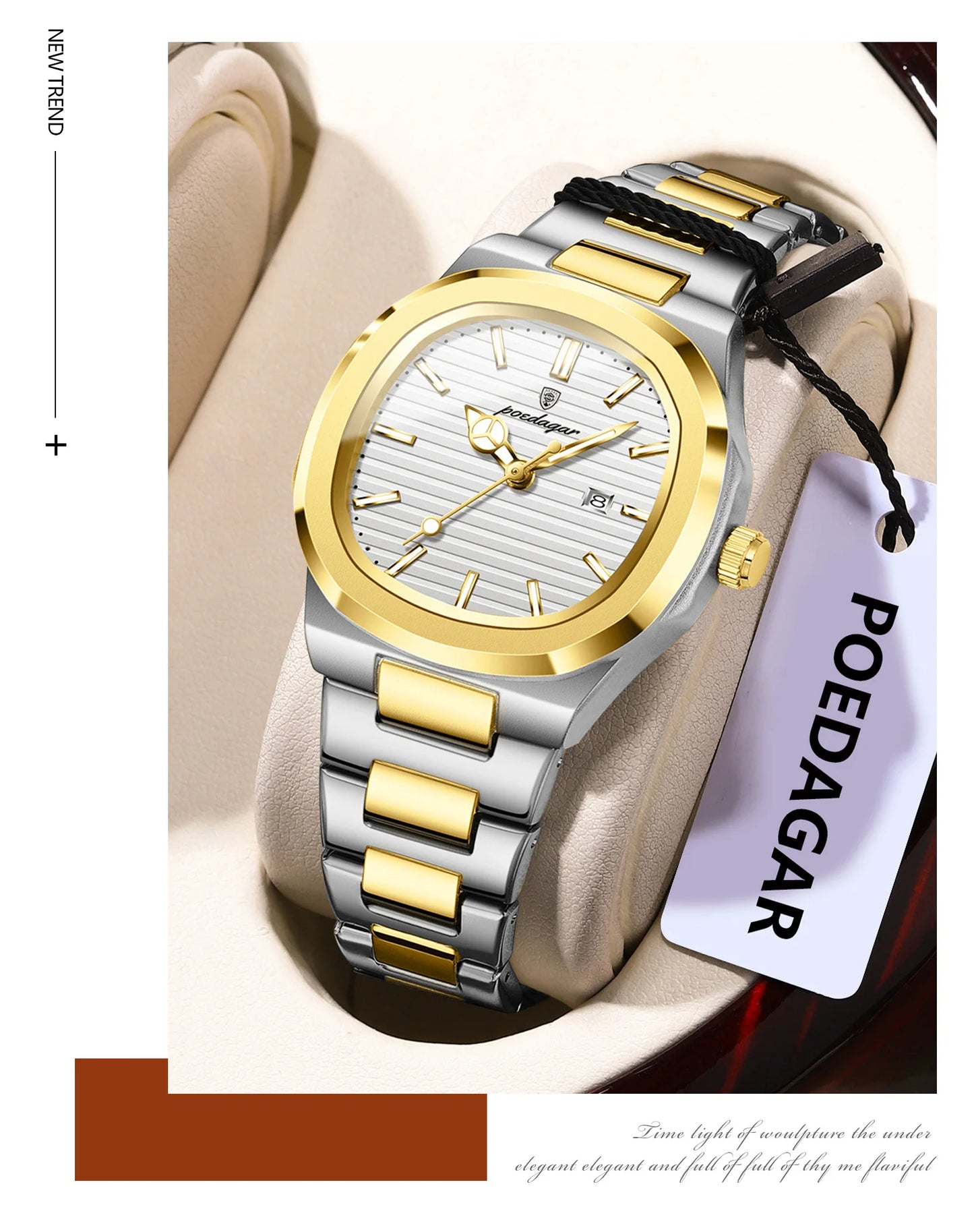 POEDAGAR Original Quartz Women Watch Stainless Steel Waterproof Luminous Ladies Watch Date Fashion Elegant Woman’s Watches Reloj