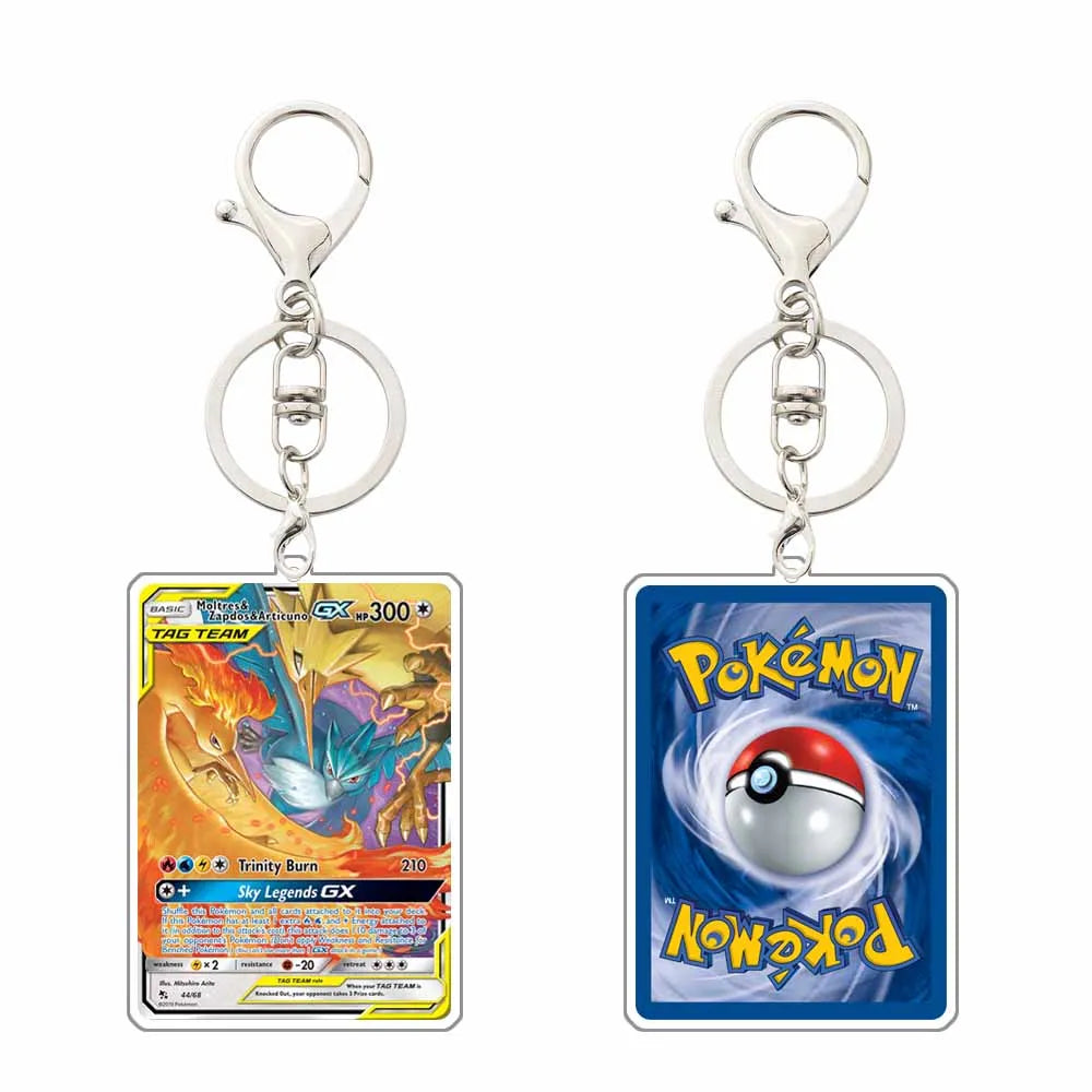 Key chain Charmander Mewtwo Umbreon Jigglypuff Venusaur Blastoise Solgaleo Game Card Acrylic Keychain Pendant Decoration