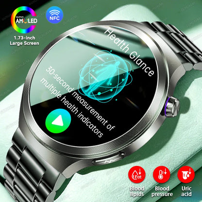 2026New 1.73-inch Sapphire AMOLED Smart Watch Men Women ECG Uric Acid Blood Pressure Health Track Call Clock Care Smartwatch NFC
