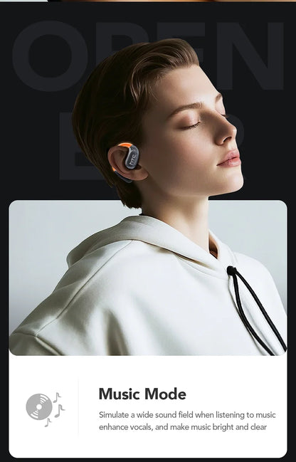 NE27 Bluetooth V5.4 Earphones OWS Sports Bluetooth Wireless Headphones AI Translator Earbuds LCD Touch Screen Open-Ear