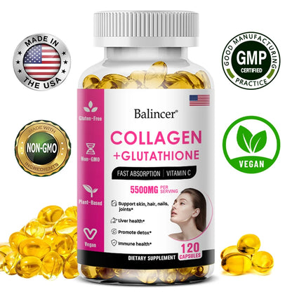 Glutathione Collagen Supplement, Antioxidant Whitening Capsules, Skin Health Deep Nourishment Skin
