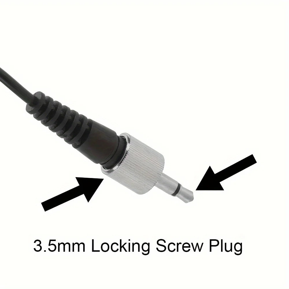Headset microphone with noise-canceling earpiece, compatible with belt-pack transmitter, ideal for teaching and conferences.