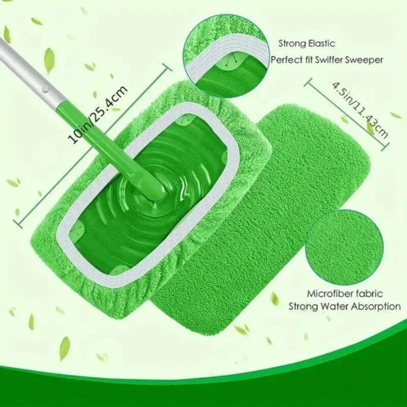 Eco-Friendly Mop Cover Set – 6-Pack Washable Flat Mop Pads for Dusting, Wet Mopping & Pet Hair Pickup, Reusable Alternative to