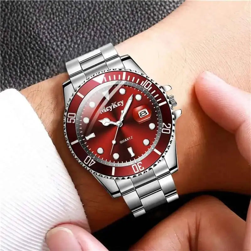 Fashion Men Business Watches Luxury Large Dial Calendar Watch Men's Quartz Wristwatch Reloj Hombre