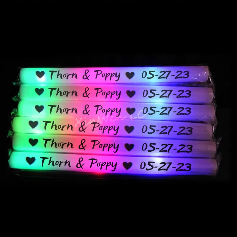 30/40/60/80/100/120Pcs RGB LED Glow Bulk Party Supplies Colorful Glow Sticks Foam Stick Cheer Tube Dark Light Birthday Wedding