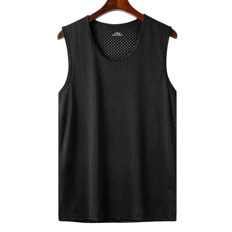 2026 Summer New Men's Ice Silk Mesh Breathable Vest Lightweight Sports Wear Sleeveless T-shirt Casual Fashion Comfortable Tank