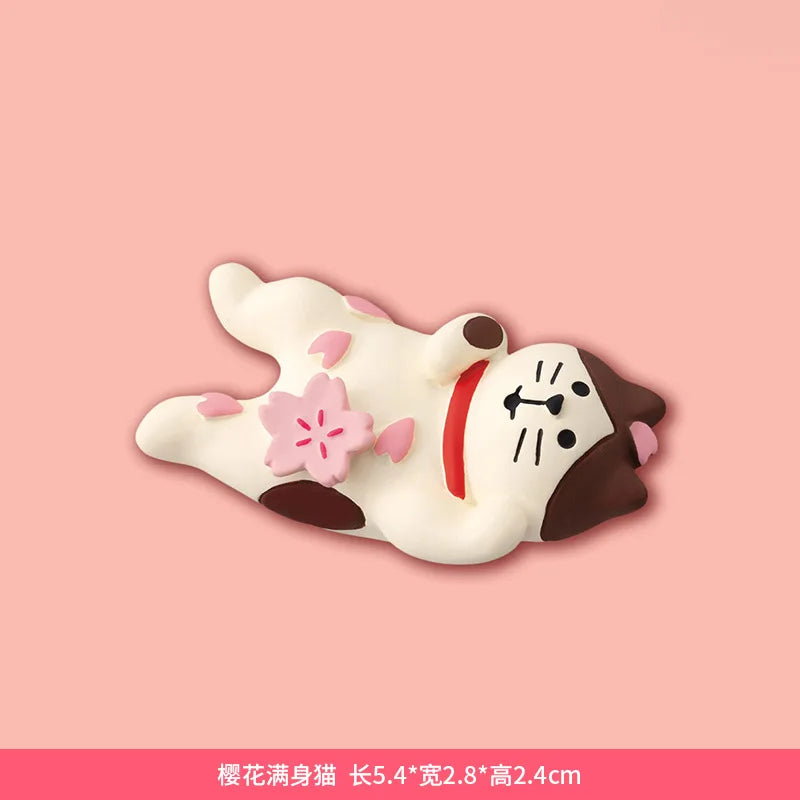 Sakura Series Miniature Zakka Japanese Style Cute Handmade Cat Rabbit Bird Figurines Resin Ornament Desktop Car Home Decor Gifts