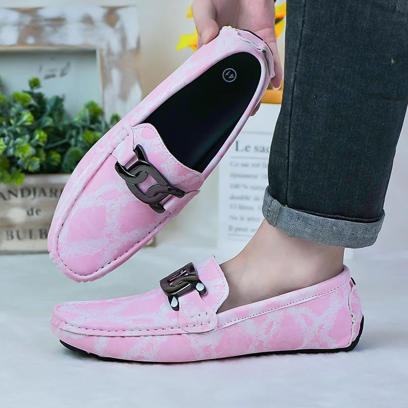 Non-Slip Outdoor Loafers Moccasins All-match Mens Casual Shoes Comfortable Leather Man Slip on Flats Soft Bottom Business Shoes