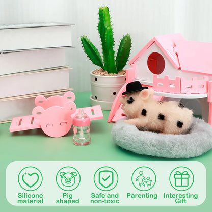 6inch Silicone Pig Doll Toy Cute Miniature Silicone Pig Reborn Realistic Pig Toy Interesting Full Silicone Piglet Doll Toy Set