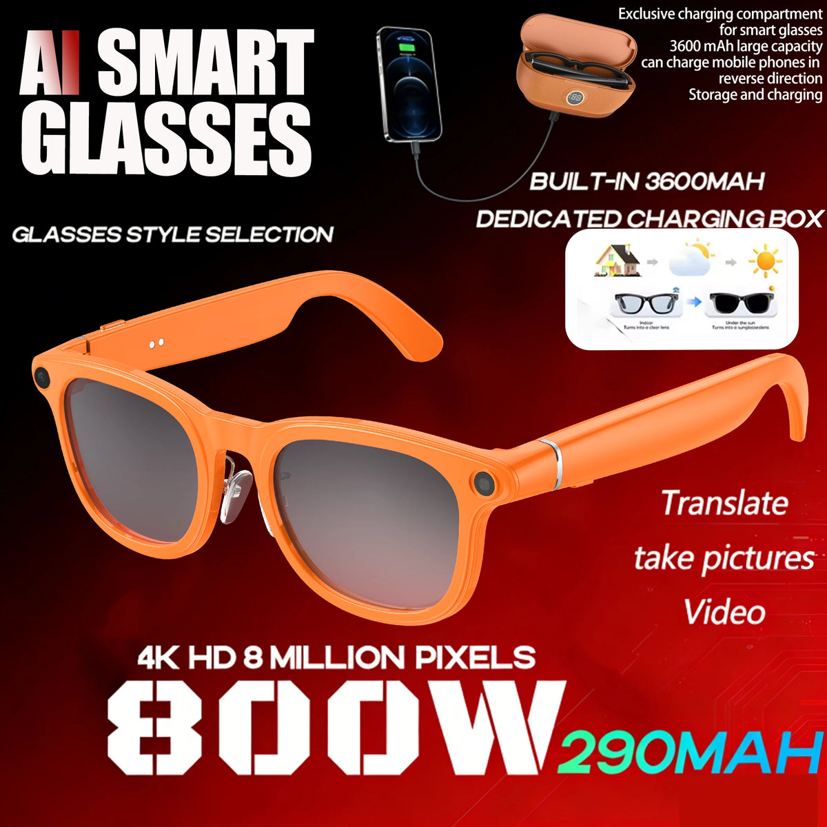 2026New AI Smart Glasses Minimalist Premium Bluetooth Calling Real-time Translation/4K Video Ultra-light TR90 Compatible Eyewear