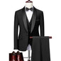 ( Jacket + Vest + Pants ) Men's 3 Piece Tuxedo Suit Set, Beige Blazer with Black Shawl Lapel for Wedding, Groom, Formal Party