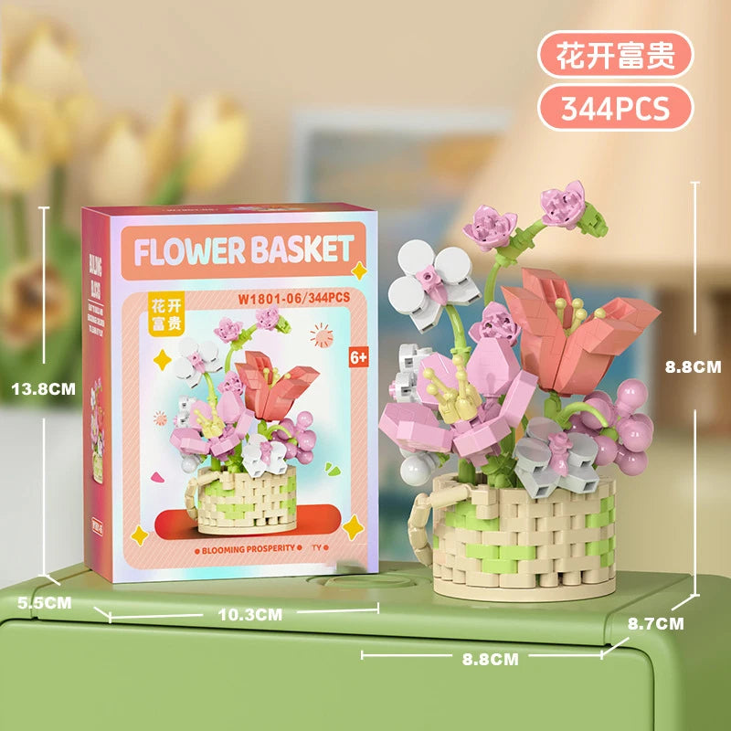 Bouquet Flower Mini Diy Building Block Toys for Children Bricks Blocks for Adults Constructor Micro Bricks Construction Set Gift
