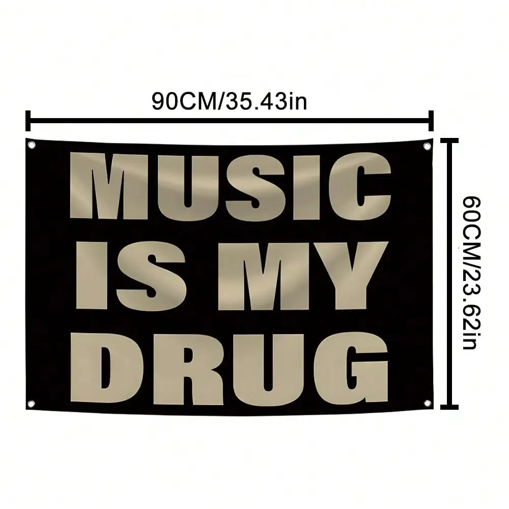 MUSIC IS MY Music Abstract Cartoon Art Design Tapestry Color Wall Hanging Flag For Bedroom Living Room Dorm Halloween Party