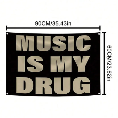 MUSIC IS MY Music Abstract Cartoon Art Design Tapestry Color Wall Hanging Flag For Bedroom Living Room Dorm Halloween Party