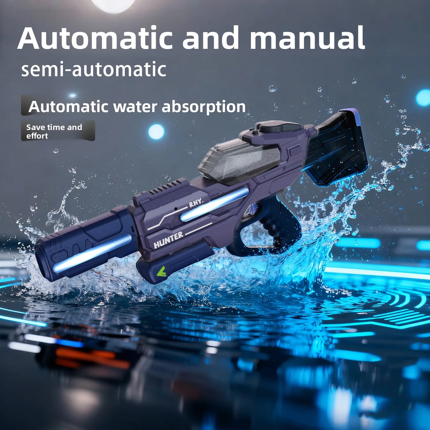 Electric Water Gun Large Capacity Squirt Gun Pulse Continuous Firing Watergun Integrated Manual and Automatic Water Gun Pool Toy