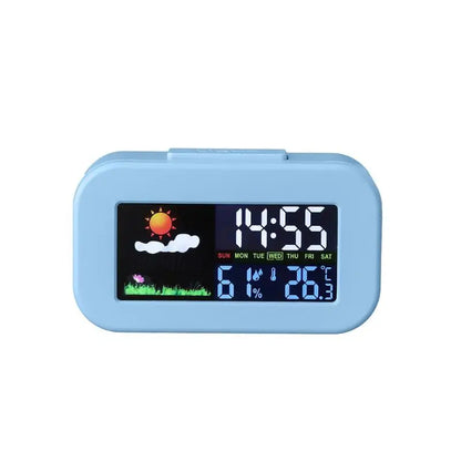 Weather Station Clock with Bright Color LCD Screen for Comprehensive Temperature and Humidity Measurement Best for Study Room