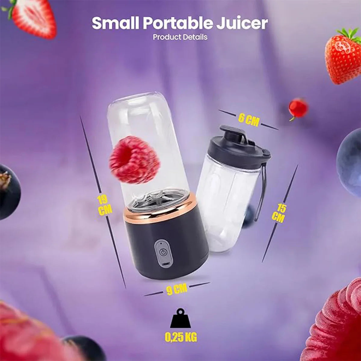 400ml Portable Blender, USB Rechargeable Personal Juicer Cup for Smoothies & Shakes