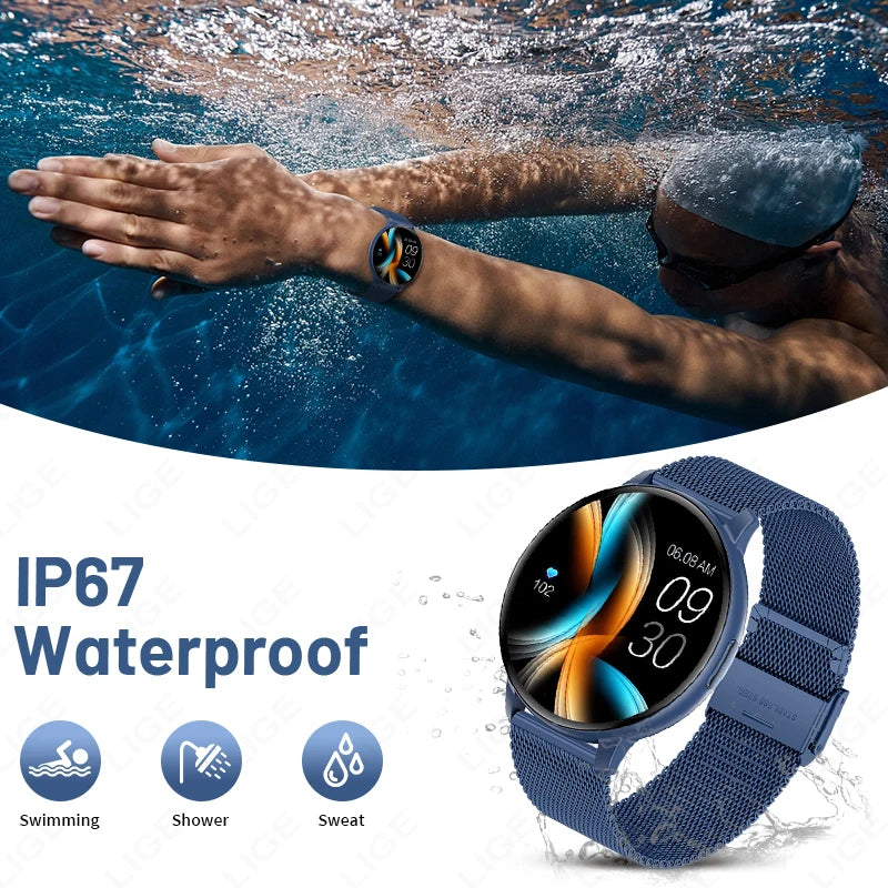 LIGE Nowy 1,38-calowy Smartwatch Zdrowotny Damski Połączenia Bluetooth Smartwatch Męski Monitorowanie Tętna Bransoletka Sportowa Odtwarzacz Muzyki 2026