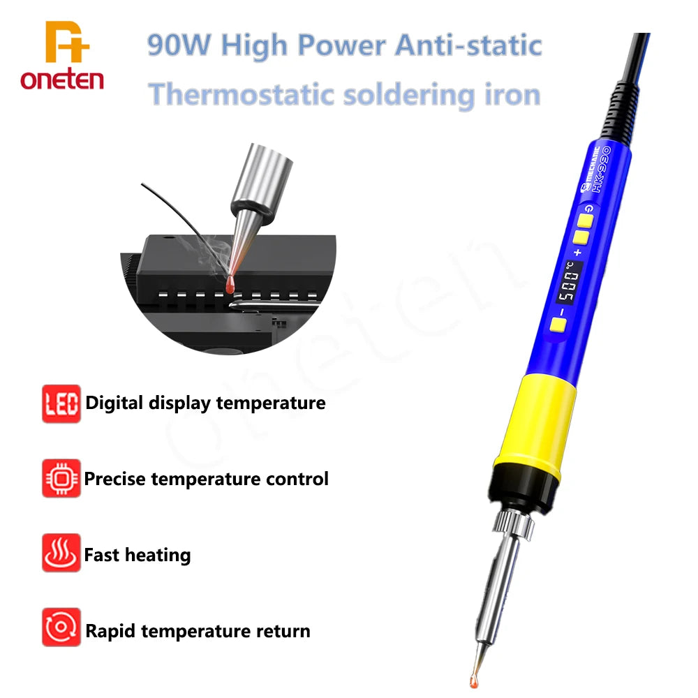 Mechanic HK-990 Thermostatic Electric Soldering Iron 90W High Power Anti-static Adjustable Portable Welding Solder Repair Tool