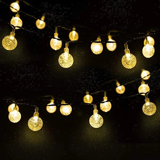 Solar String Lights Outdoor 200 LED Crystal Globe Lights Waterproof Solar Festoon Fairy Light for Garden Christmas Party Decor