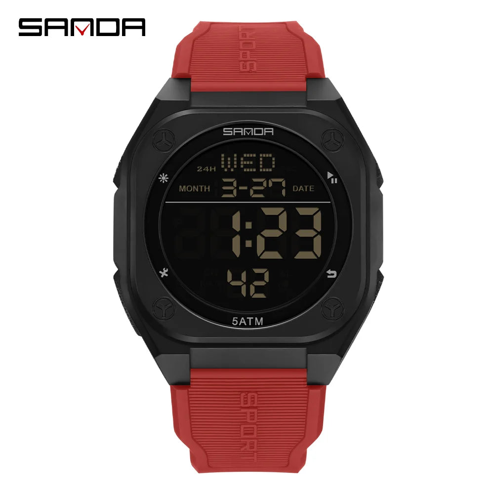 SANDA Digital Watch Multi-function Alarm Clock Luminous Waterproof Silicone Wristwatch Casual Students Electronic Watches