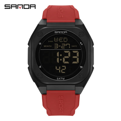 SANDA Digital Watch Multi-function Alarm Clock Luminous Waterproof Silicone Wristwatch Casual Students Electronic Watches