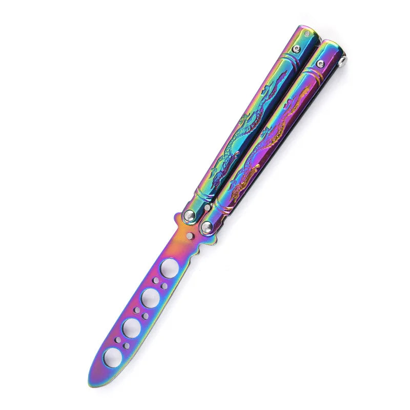 Portable Practice Butterfly Knife CSGO Balisong Trainer Stainless Steel Pocket Foldable Knife Training Tool for Outdoor Games