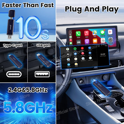 Mini 5 Pro CarlinKit 5.0 Wireless CarPlay Dongle Wireless Android Auto Adapter AI Smart Box Car Intelligent Systems For OEM Car