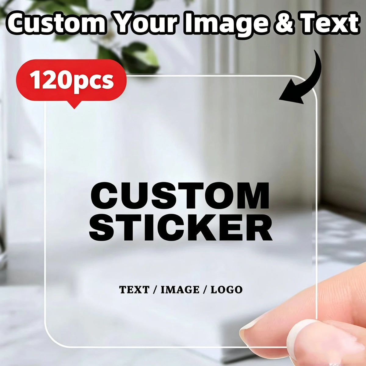1‑200Pcs Square Custom Stickers,Personalized Text Image Labels for Party Guests,Gift Favors,Handmade Projects&Celebration Decor