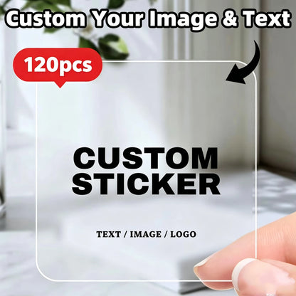1‑200Pcs Square Custom Stickers,Personalized Text Image Labels for Party Guests,Gift Favors,Handmade Projects&Celebration Decor